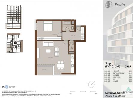 Pronájem bytu, 2+kk, 79 m²