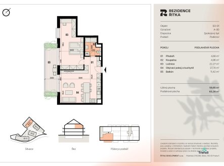 Prodej bytu, 2+kk, 63 m²