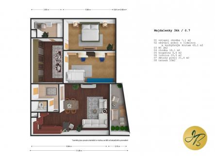 Prodej bytu, 3+kk, 117 m²