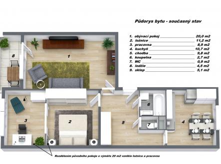 Prodej bytu, 2+1, 64 m²