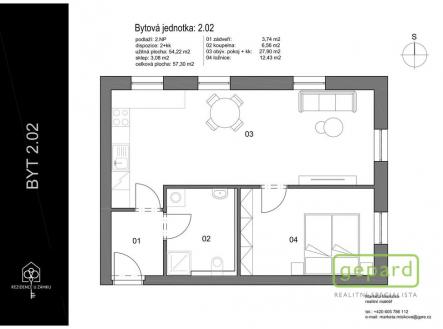 Prodej bytu, 2+kk, 54 m²