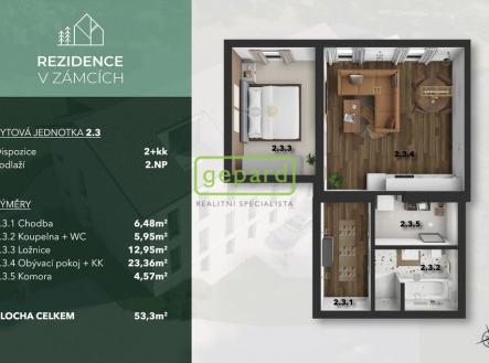 Prodej bytu, 2+kk, 53 m²