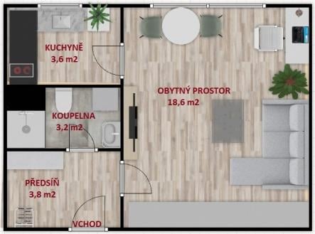 Pronájem bytu, 1+1, 32 m²