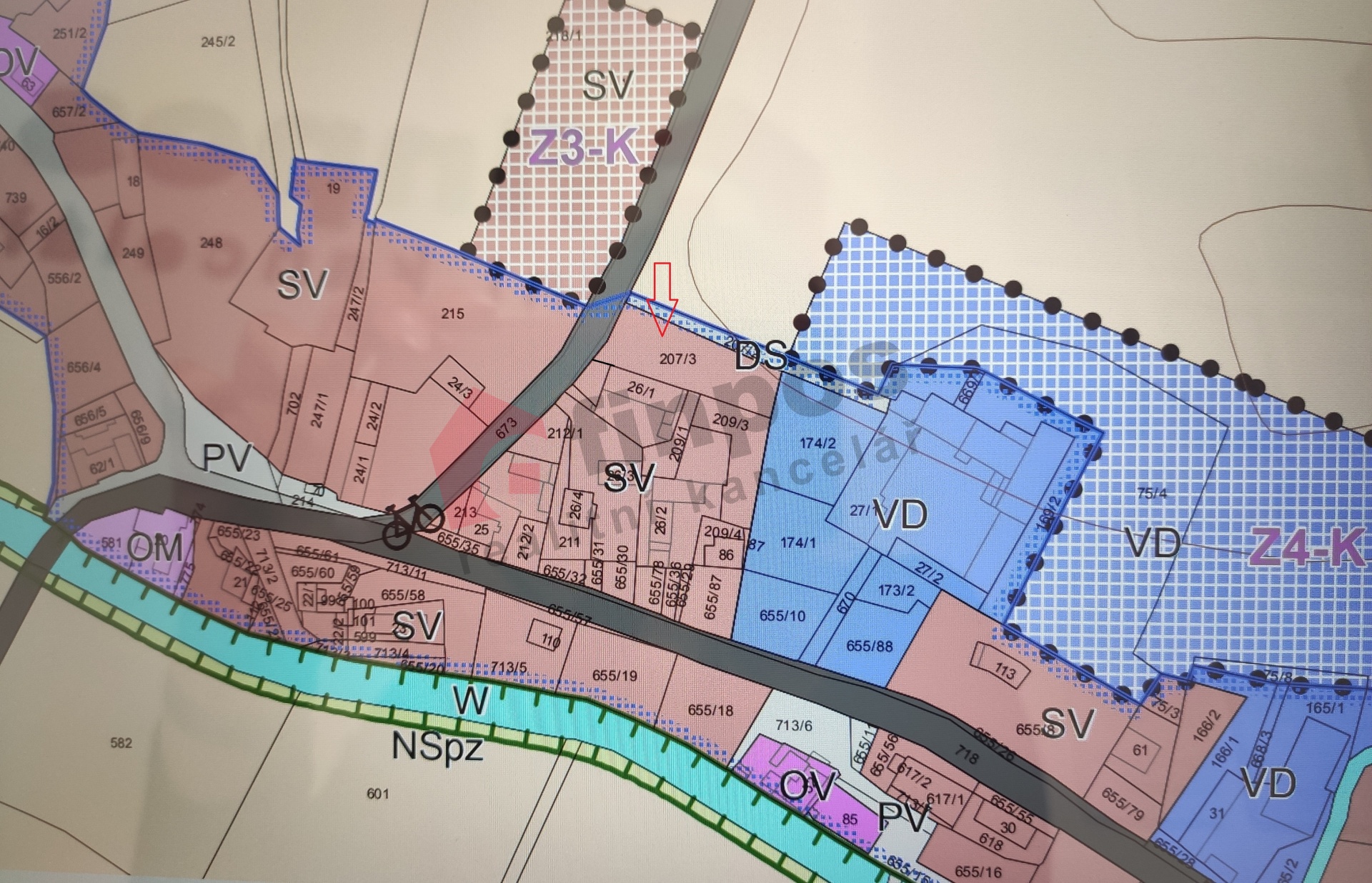 Prodej stavebního pozemku 1230 m2 v obci Komárov