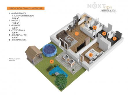 Pronájem bytu, 2+kk, 59 m²