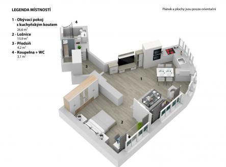 Pronájem bytu, 2+kk, 50 m²