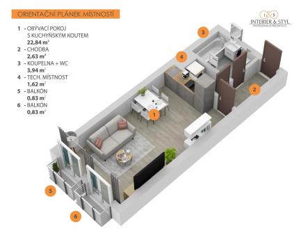 Pronájem bytu, 1+kk, 33 m²