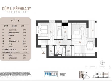 Prodej bytu, 3+kk, 73 m²