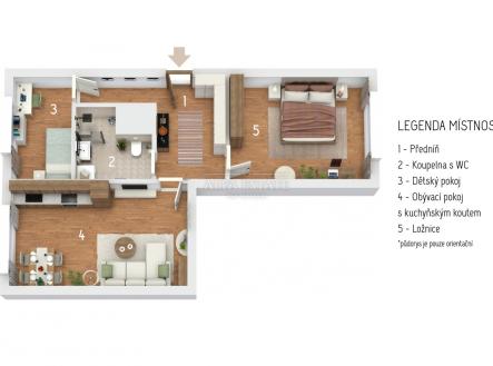 Prodej bytu, 3+kk, 61 m²