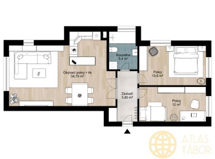 Pronájem bytu, 3+kk, 77 m²