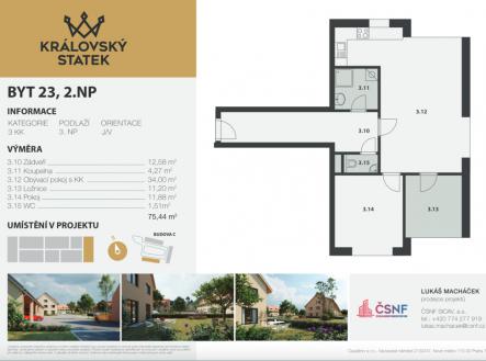 Prodej bytu, 3+kk, 75 m²