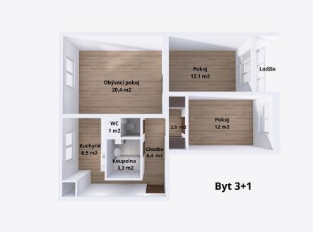 Prodej bytu, 3+1, 77 m²