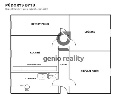 Pronájem bytu, 3+1, 61 m²