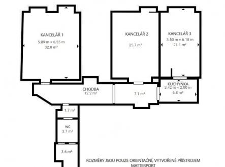 Pronájem - kanceláře, 80 m²