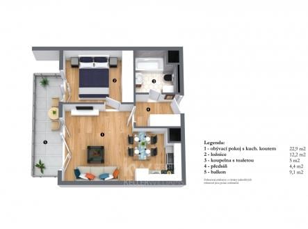 Prodej bytu, 2+kk, 56 m²