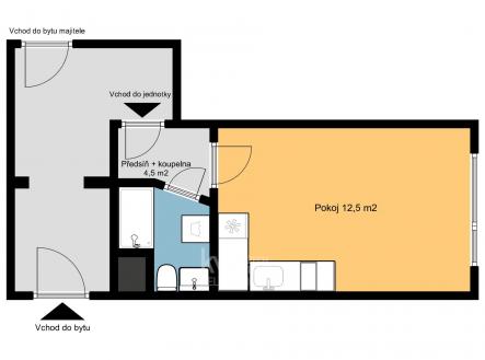 Pronájem bytu, 1+kk, 17 m²