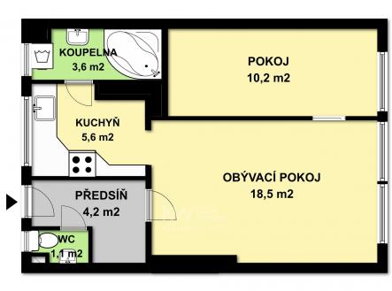 Pronájem bytu, 2+1, 48 m²