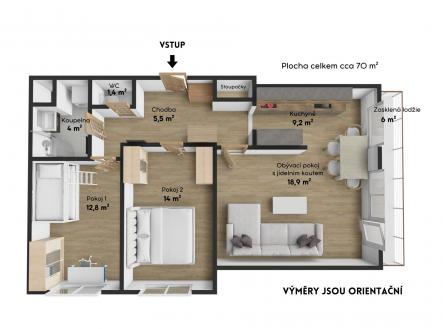 Pronájem bytu, 3+kk, 72 m²