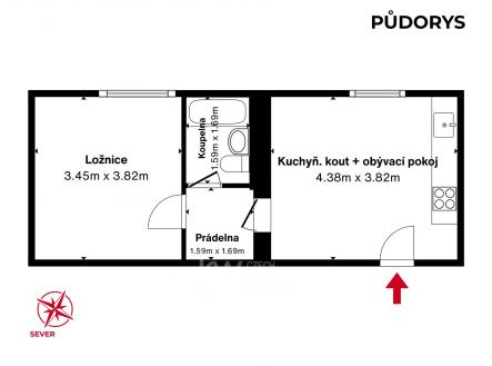 Pronájem bytu, 2+kk, 41 m²
