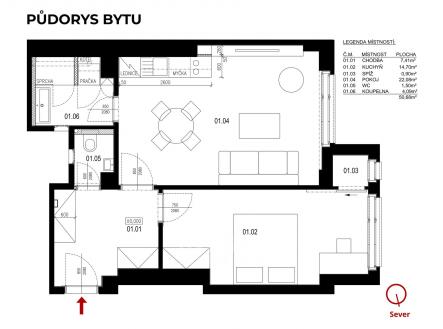 Pronájem bytu, 2+kk, 51 m²