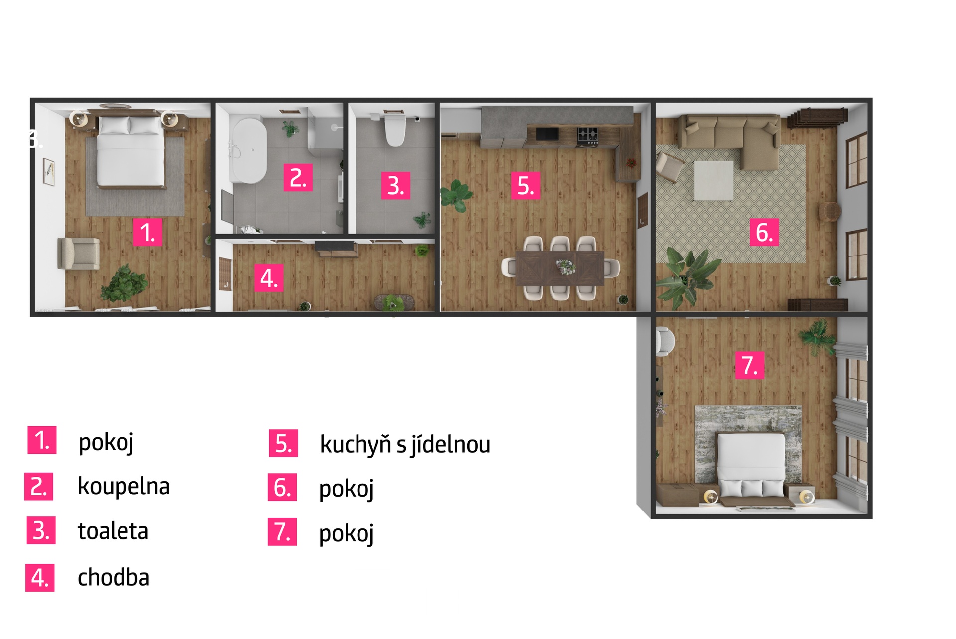 3D půdorys Višňové