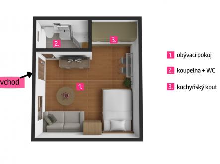 Pronájem bytu, 1+kk, 20 m²