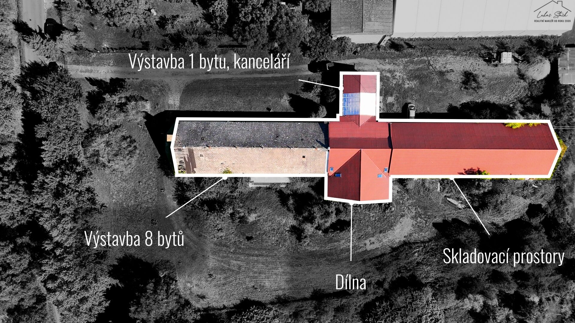 Objekt se stavebním pozemkem a vydaným SP, 7 651 m², Jenichov u Mělníka