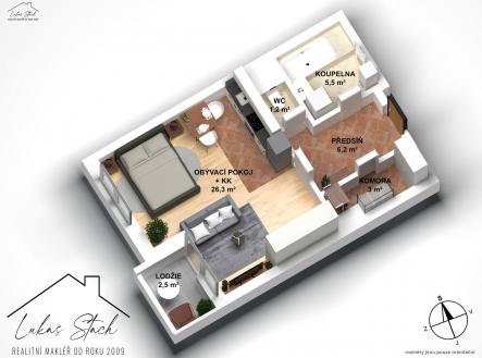 Prodej bytu, 1+kk, 44 m²