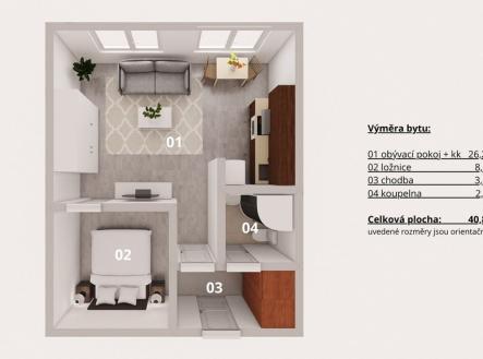 Prodej bytu, 1+kk, 40 m²