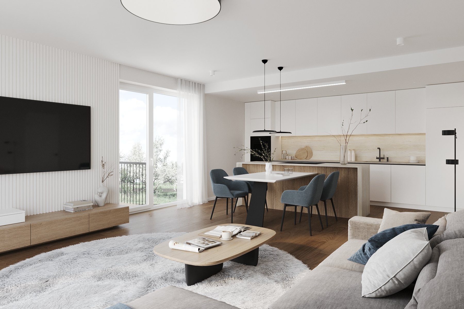 Byt č.2 Dispozice 2+KK obytný prostor  b)