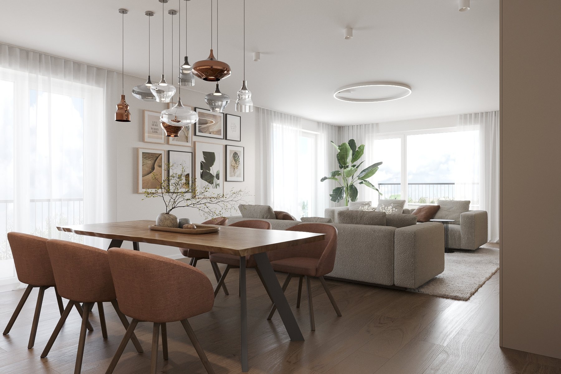 Byt č.3 Dispozice 4+KK obytný prostor b)