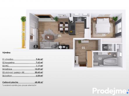 Prodej bytu, 2+kk, 62 m²