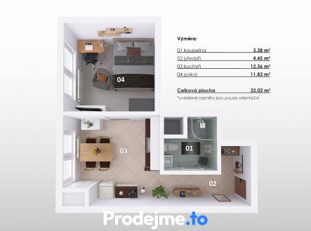 Pronájem bytu, 1+1, 33 m²
