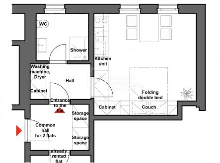 Pronájem bytu, 1+kk, 27 m²