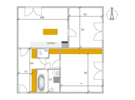 Pronájem bytu, 3+kk, 63 m²