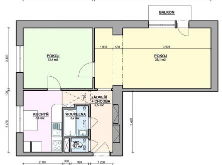 Pronájem bytu, 2+1, 55 m²