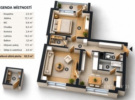 Prodej bytu, 2+1, 57 m², Brno – náhled fotky 4