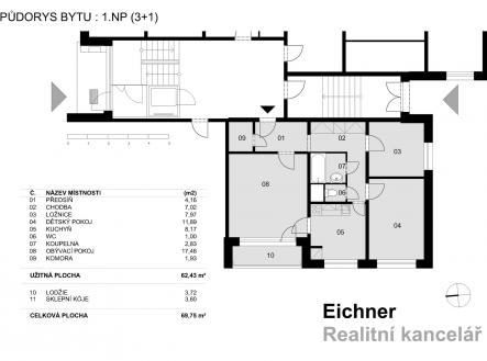Prodej bytu, 3+1, 69 m²