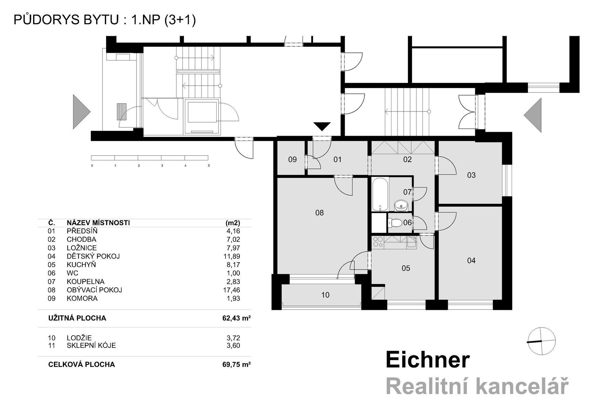 BYT MORAVSKÁ 3+1 1.NP