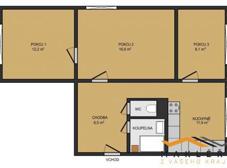 Pronájem bytu, 3+1, 64 m²