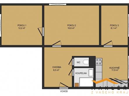 Pronájem bytu, 3+1, 64 m²