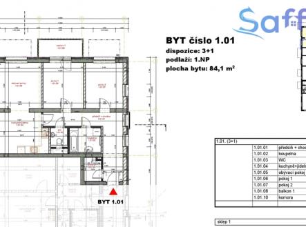 Prodej bytu, 3+kk, 84 m²