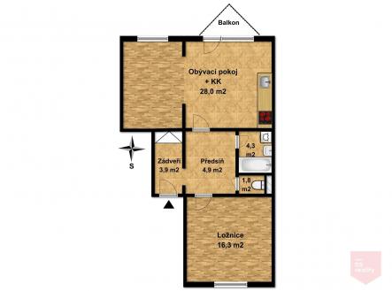 Pronájem bytu, 2+kk, 59 m²