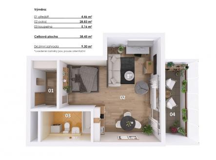 Prodej bytu, 1+kk, 38 m²