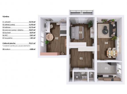 Prodej bytu, 3+1, 72 m²