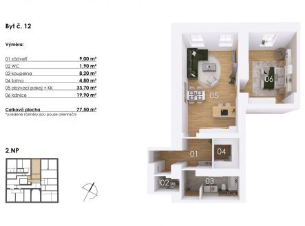 Prodej bytu, 2+kk, 78 m²