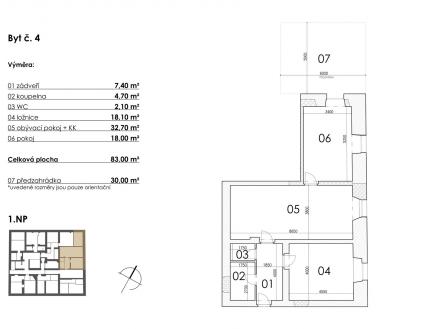 Prodej bytu, 3+kk, 83 m²