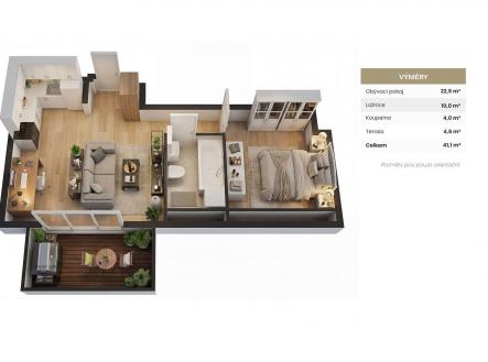 Pronájem bytu, 2+kk, 5 m²