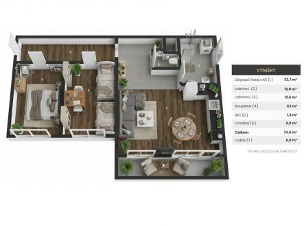 Pronájem bytu, 3+kk, 81 m²