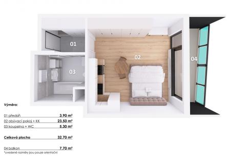 Pronájem bytu, garsoniéra, 34 m²